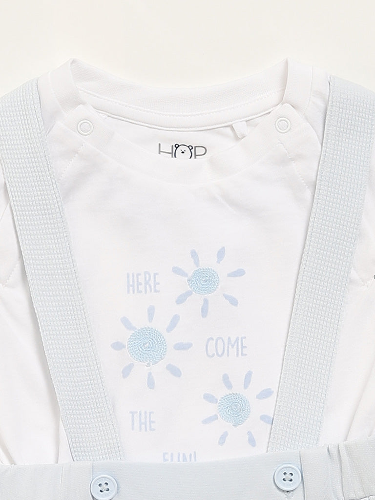 HOP Baby Blue T-Shirt & Dungaree Set