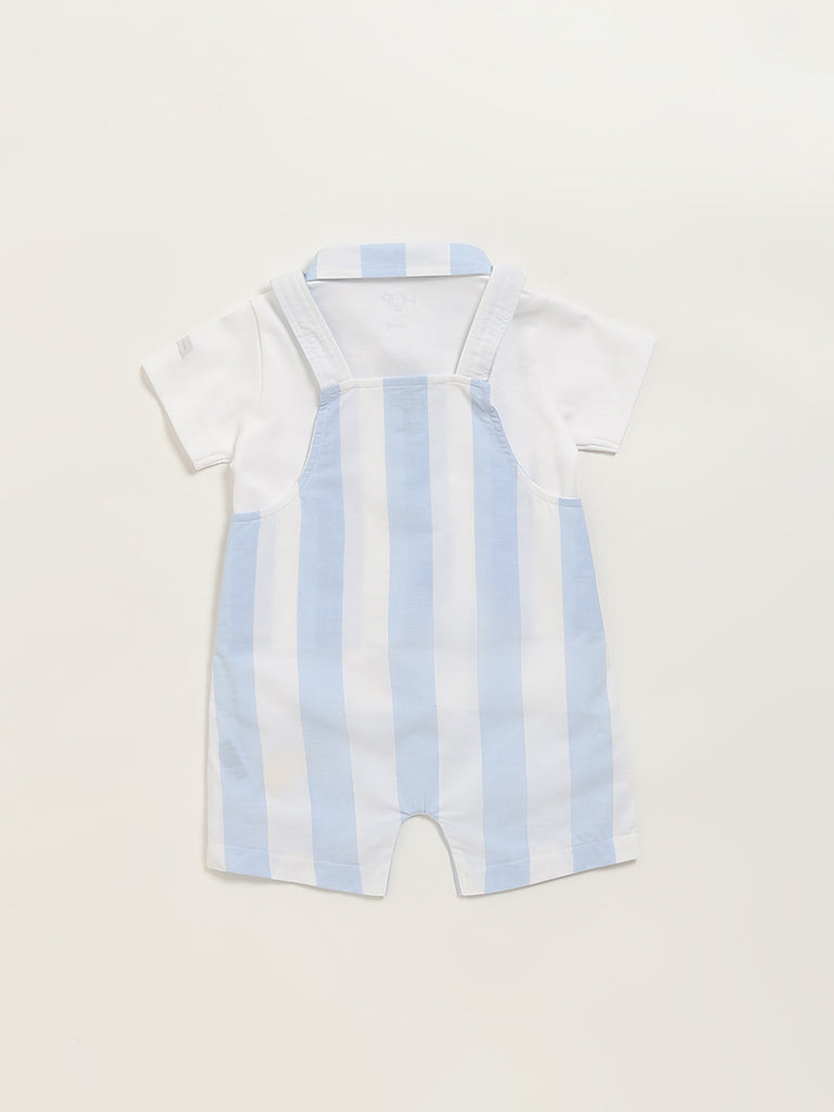 HOP Baby Blue Shirt & Dungaree Set