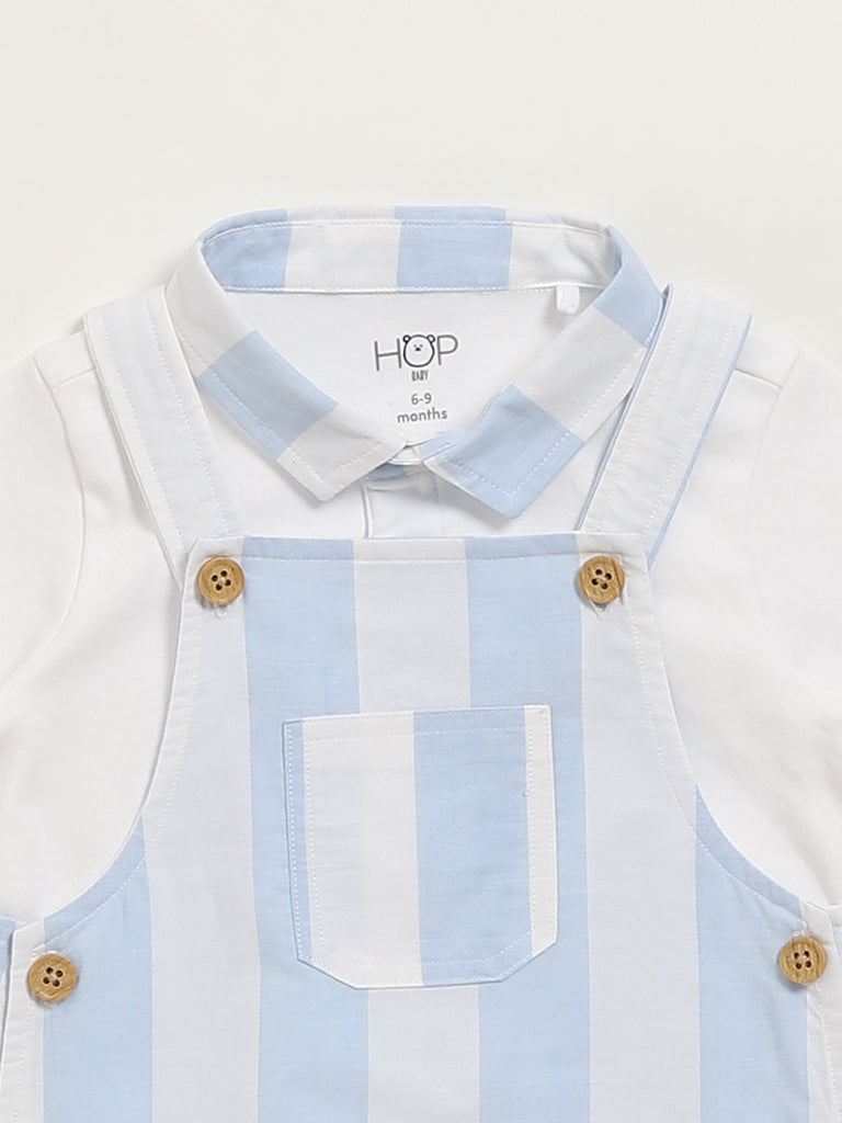 HOP Baby Blue Shirt & Dungaree Set