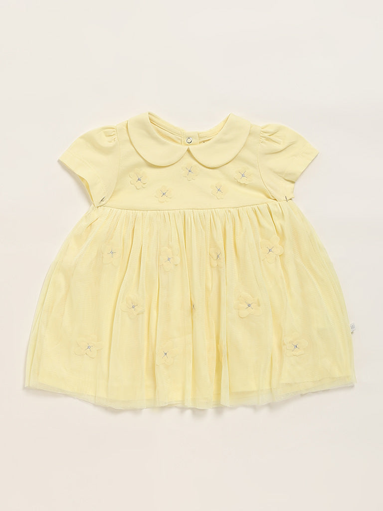 HOP Baby Yellow Embroidered Dress