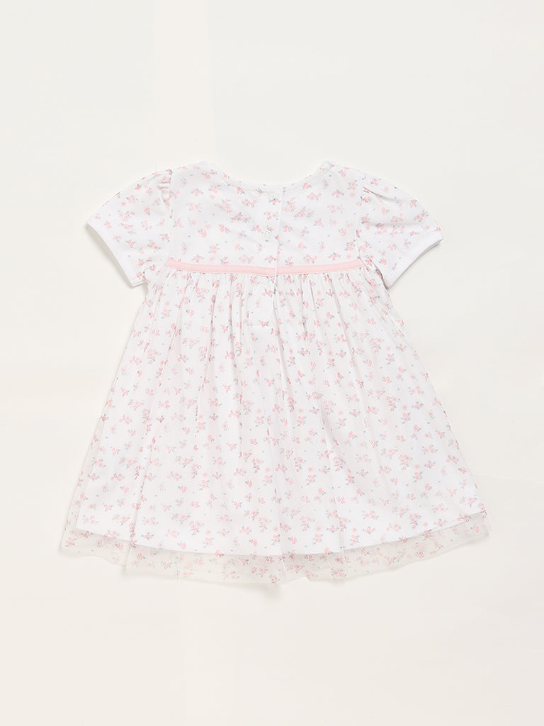 HOP Baby White Floral Printed Dress