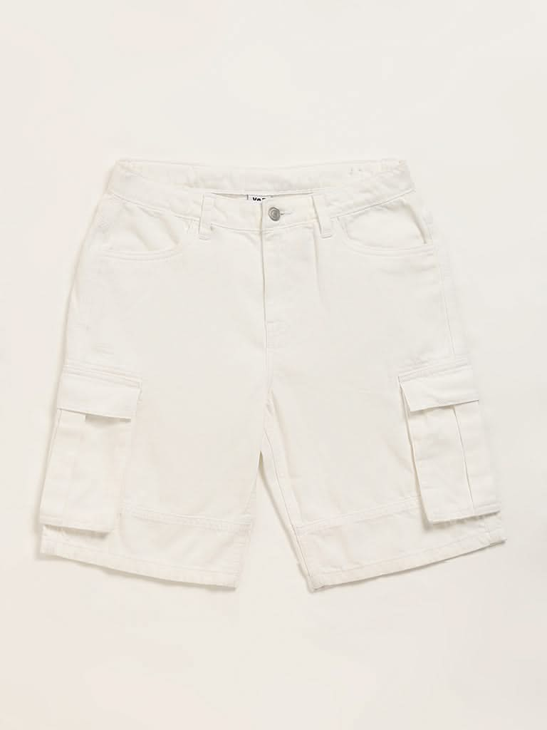 Y&F Kids White Cargo Shorts