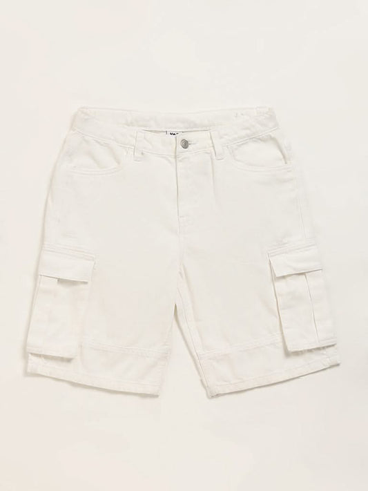 Y&F Kids White Cargo Shorts