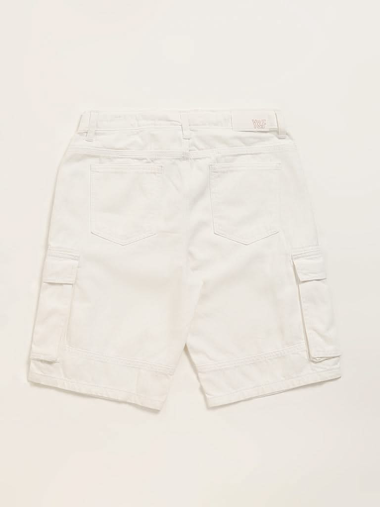 Y&F Kids White Cargo Shorts