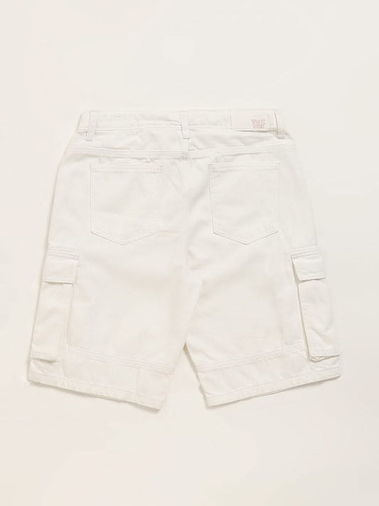 Y&F Kids White Cargo Shorts