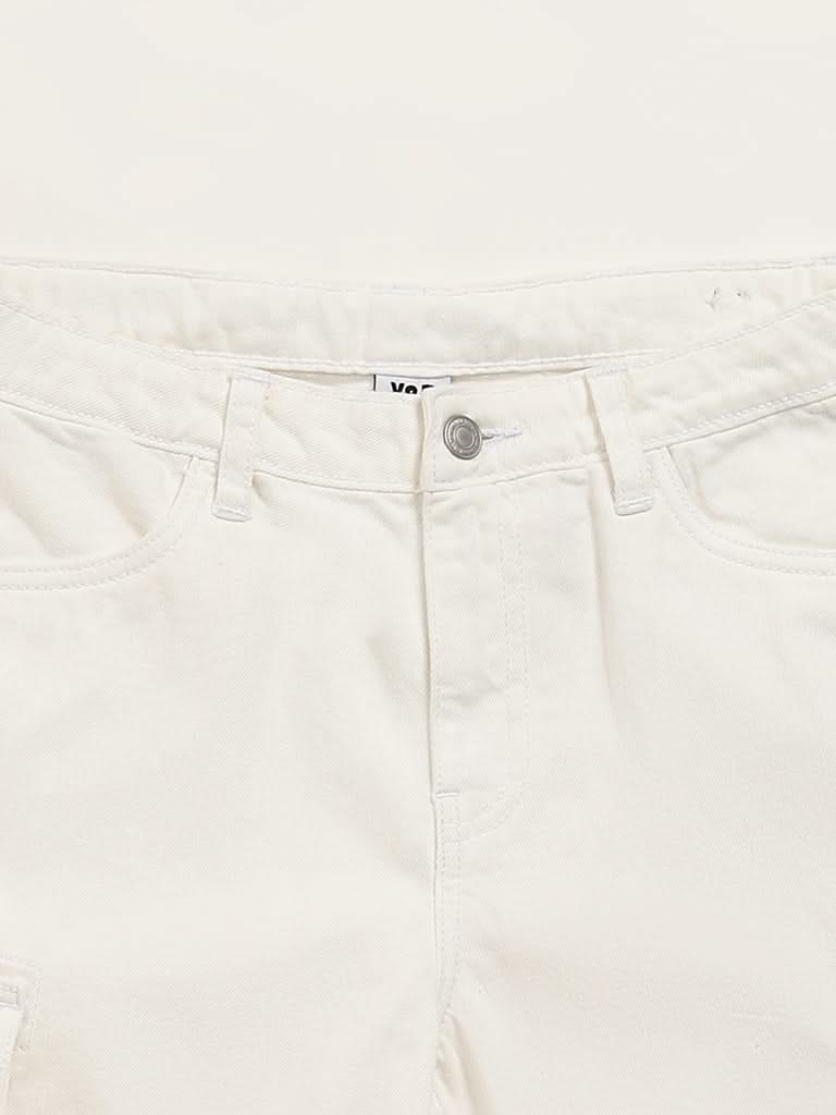 Y&F Kids White Cargo Shorts