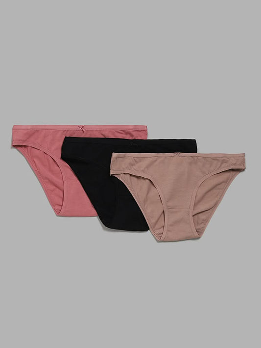 Wunderlove Beige Bikini Briefs - Pack of 3