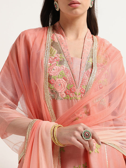 Vark Light Pink Embroidered Kurta Set