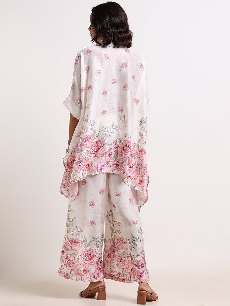 Vark Off-White Glitter Printed Kaftan Set