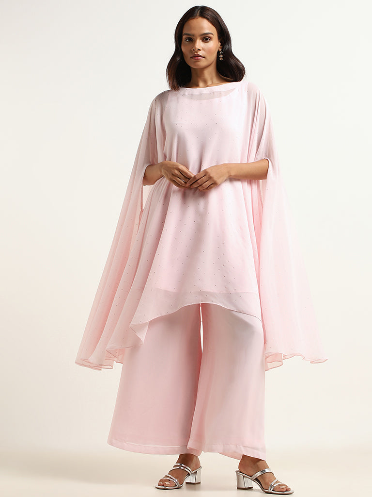 Vark Pink Foil Embellished Kurta Set