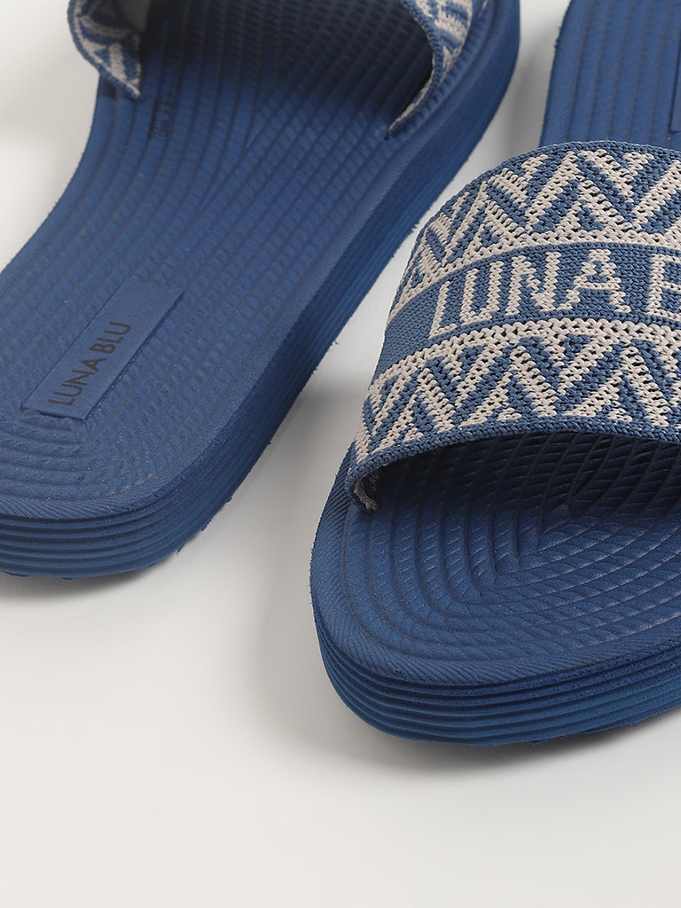 LUNA BLU Blue Patterned Flip-Flop