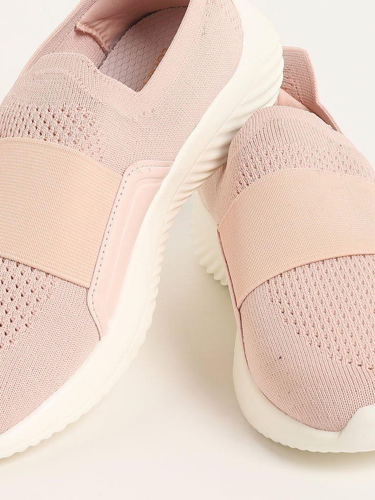 LUNA BLU Pink Elastic Knit Sport Shoes