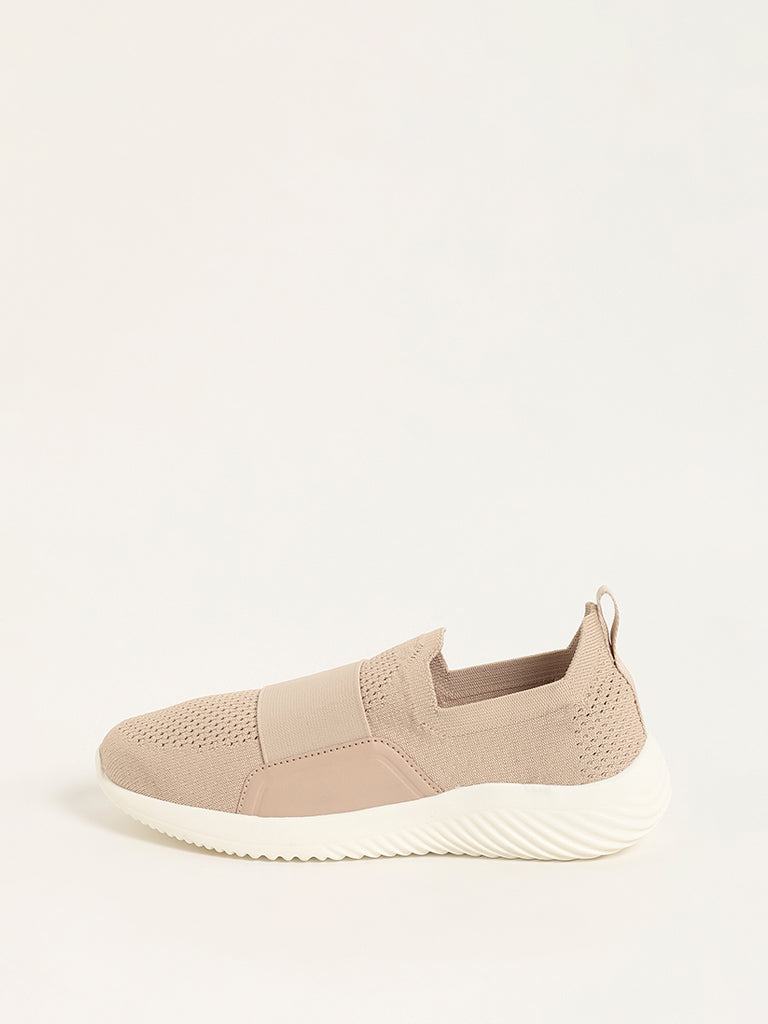 LUNA BLU Beige Elastic Knit Sport Shoes