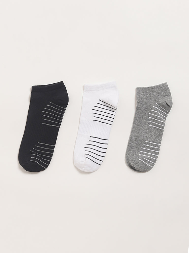 WES Lounge Multicolour Low Cut Cotton Blend Socks - Pack of 3