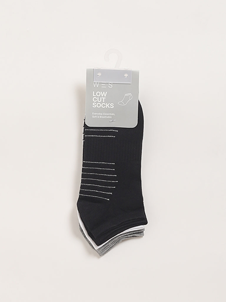 WES Lounge Multicolour Low Cut Cotton Blend Socks - Pack of 3