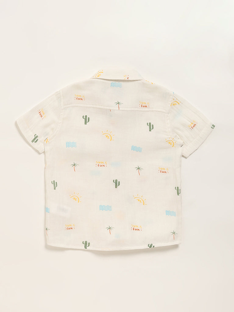 HOP Kids Printed Off-White Shirt