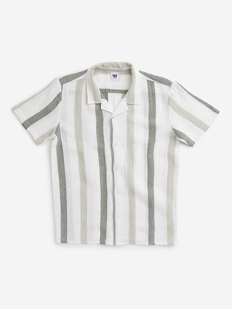 Y&F Kids Off-White Striped Shirt