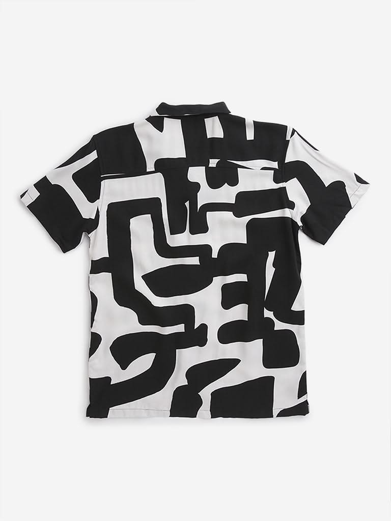 Y&F Kids Black Abstract Printed Shirt