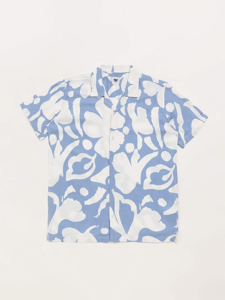 Y&F Kids Abstract Printed Blue Shirt