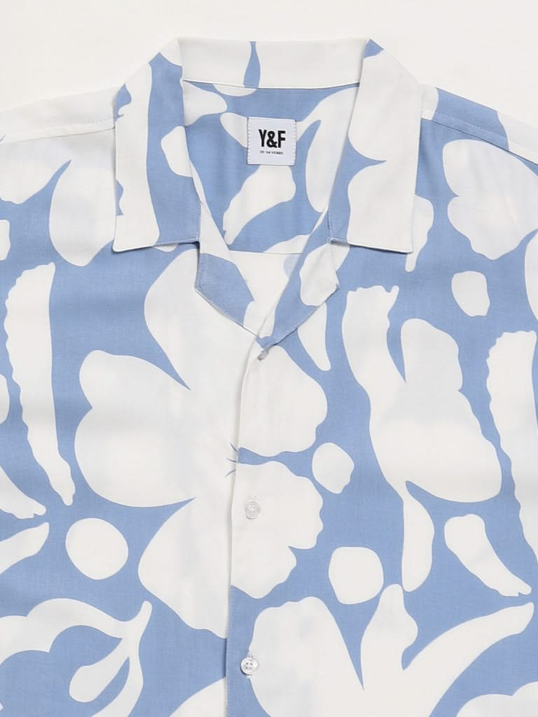 Y&F Kids Abstract Printed Blue Shirt