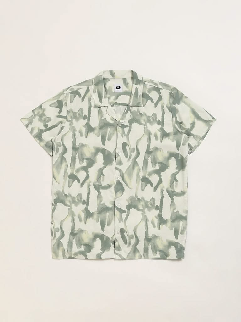 Y&F Kids Green Camouflage Print Shirt