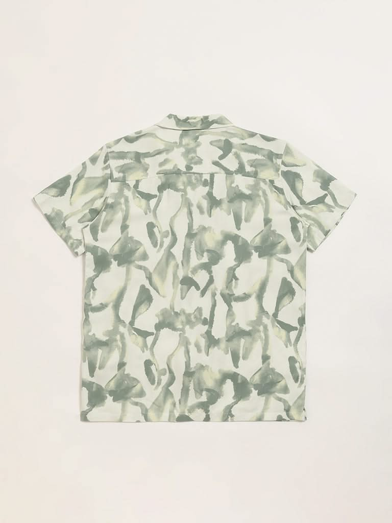 Y&F Kids Green Camouflage Print Shirt