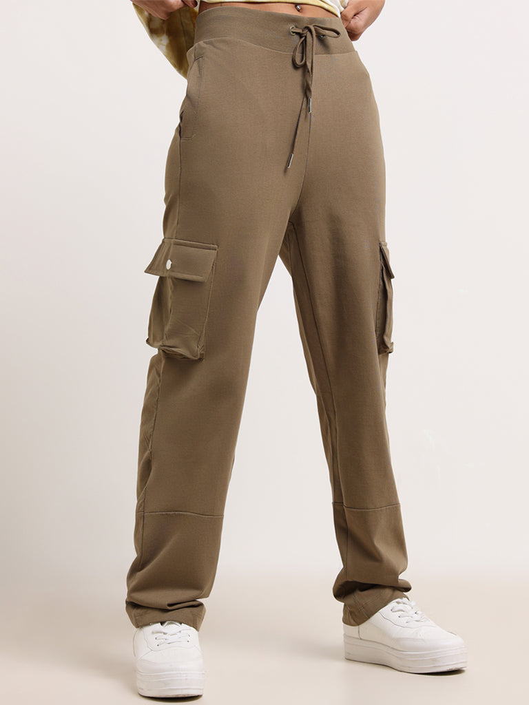 Studiofit Olive Cotton Cargo Pants