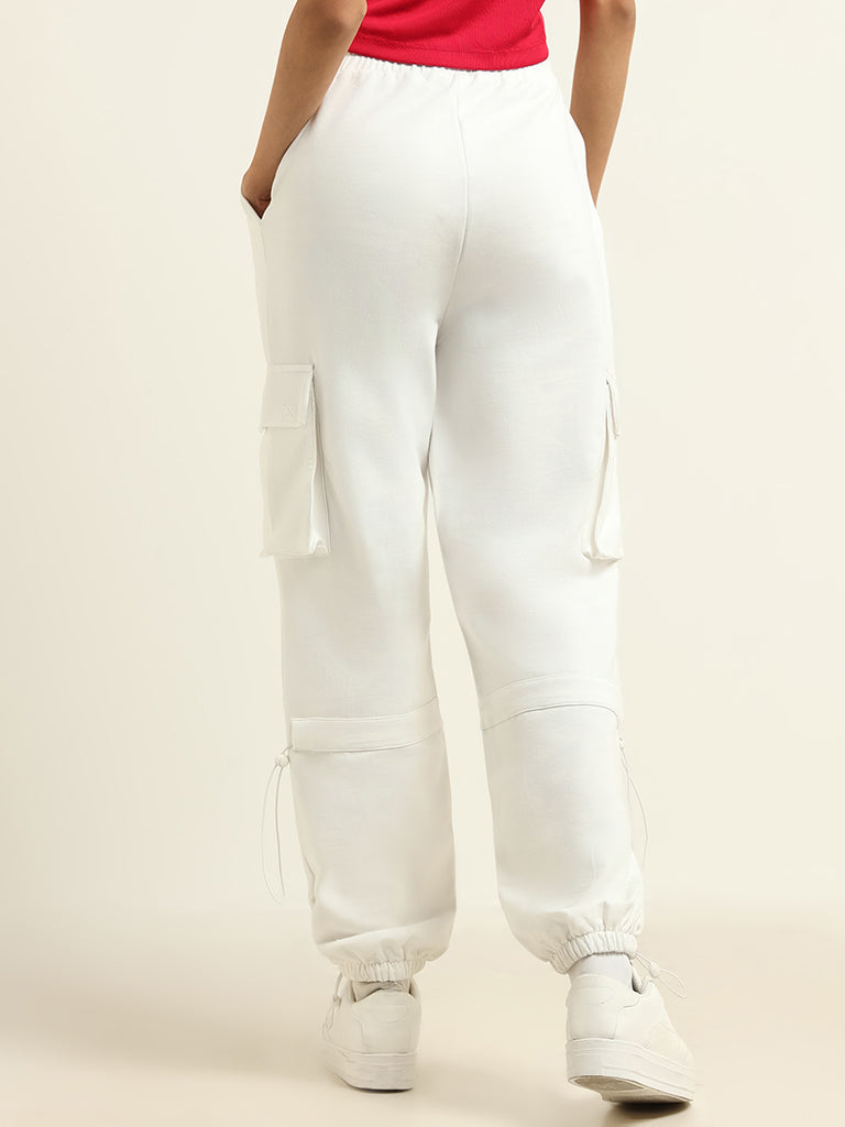 Studiofit White Cargo Joggers