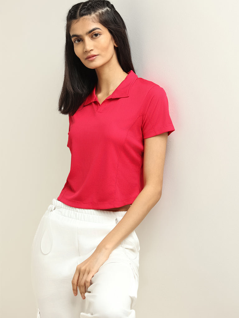 Studiofit Red Collared T-Shirt