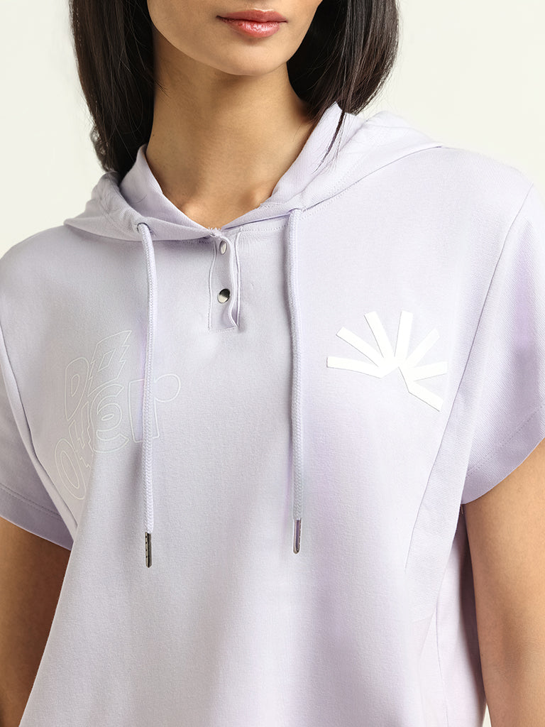 Studiofit Lilac Cotton Blend Hoodie T-Shirt