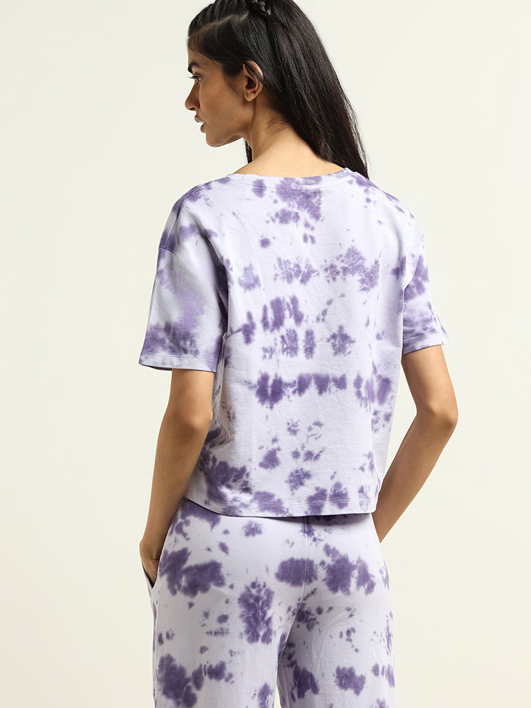 Studiofit Lavender Tie-Dye Cotton Blend T-Shirt