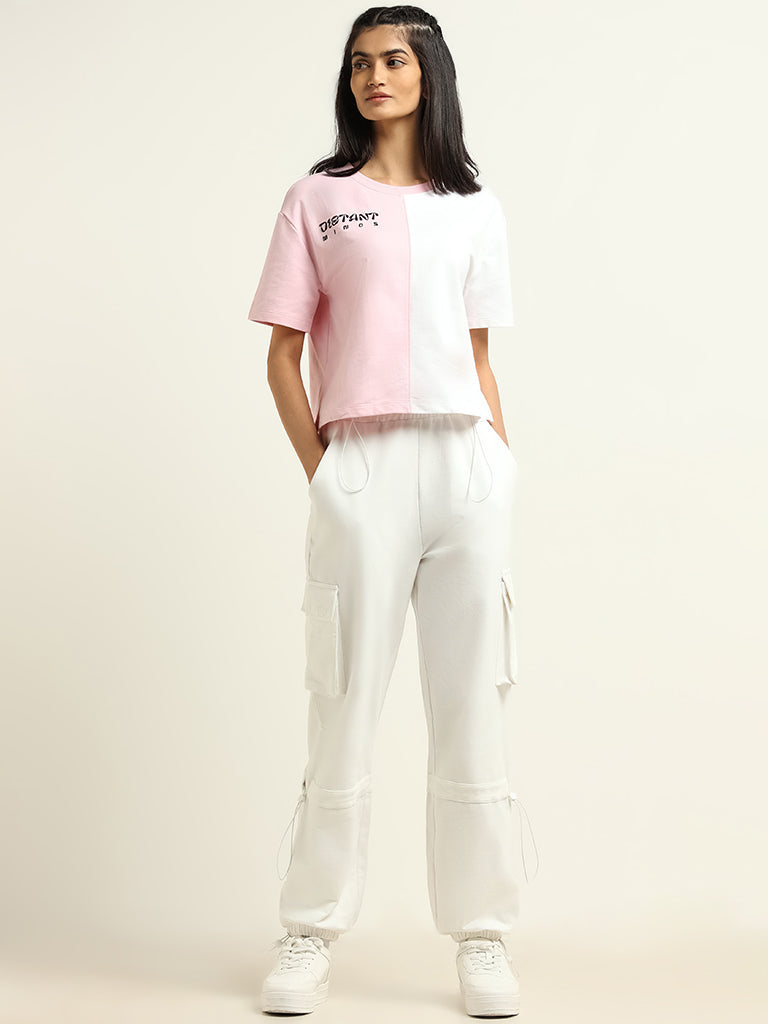 Studiofit Pink Printed Cotton T-Shirt