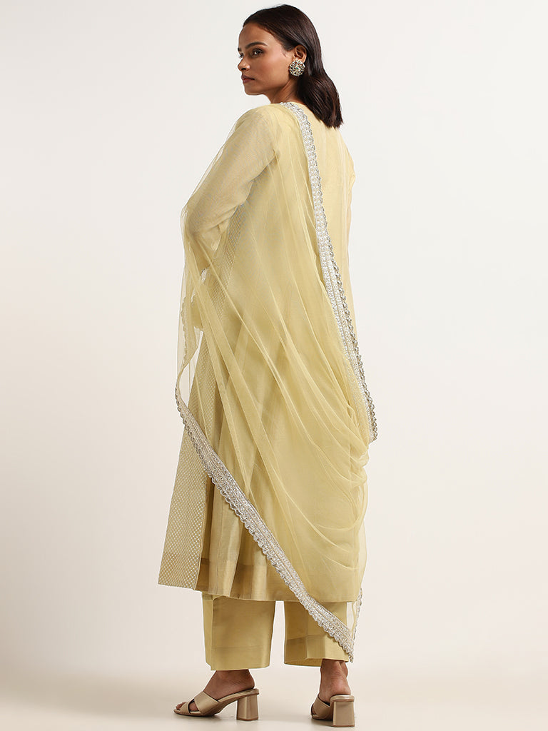 Vark Yellow Embroidered Kurta Set