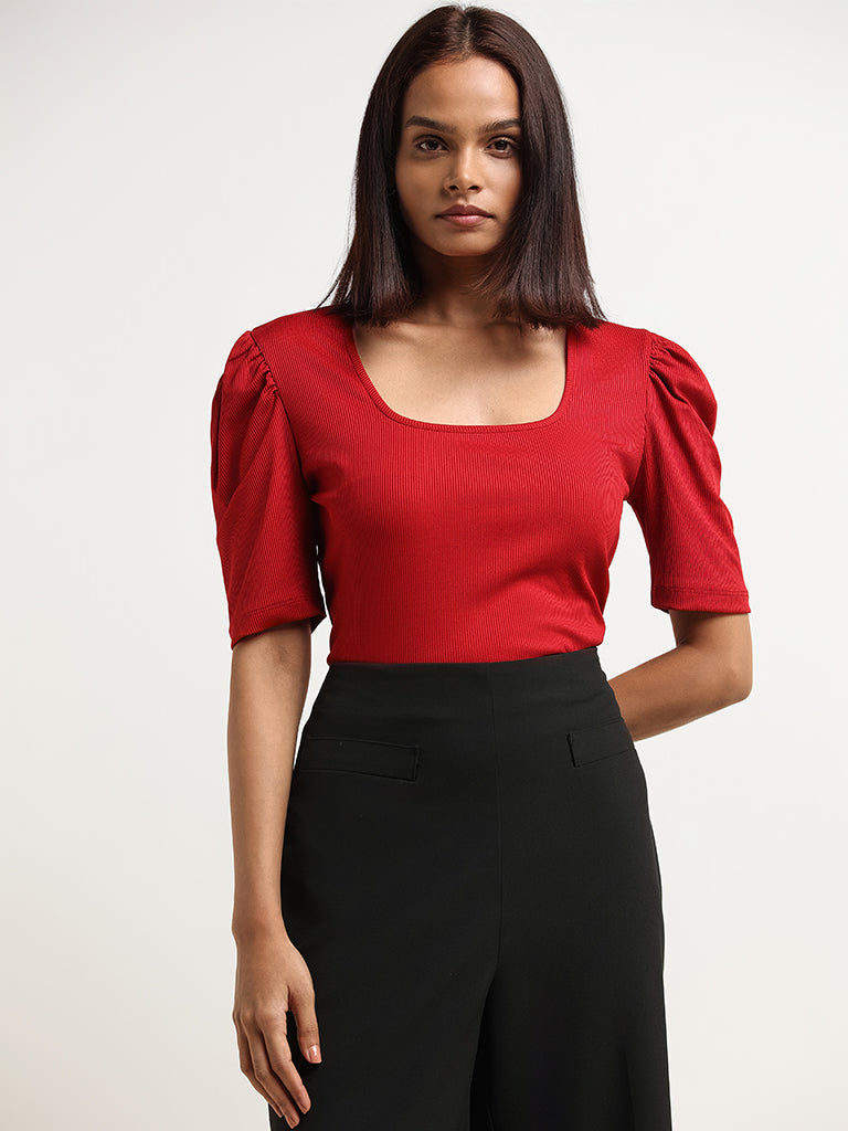 Wardrobe Red Puff Sleeve Top