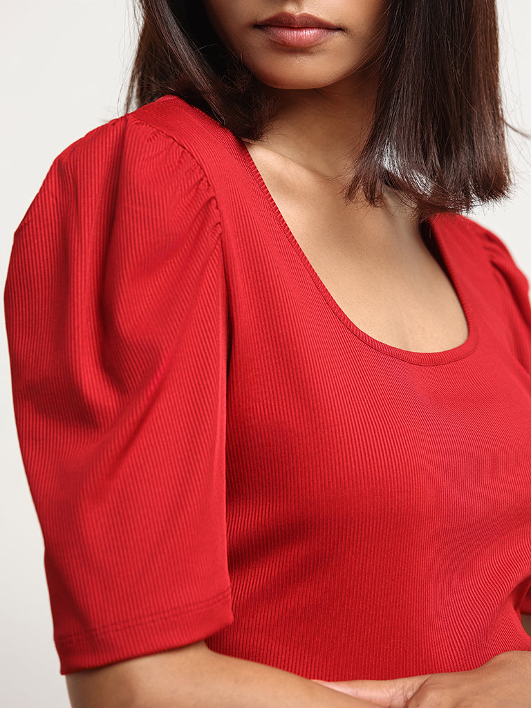 Wardrobe Red Puff Sleeve Top