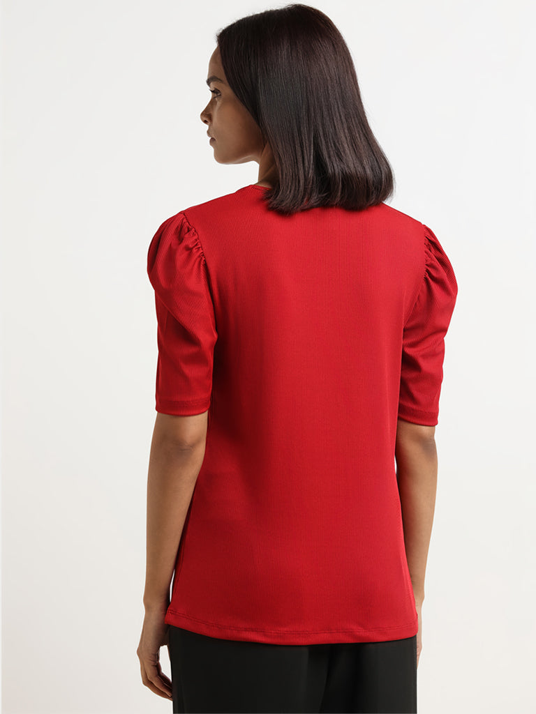 Wardrobe Red Puff Sleeve Top