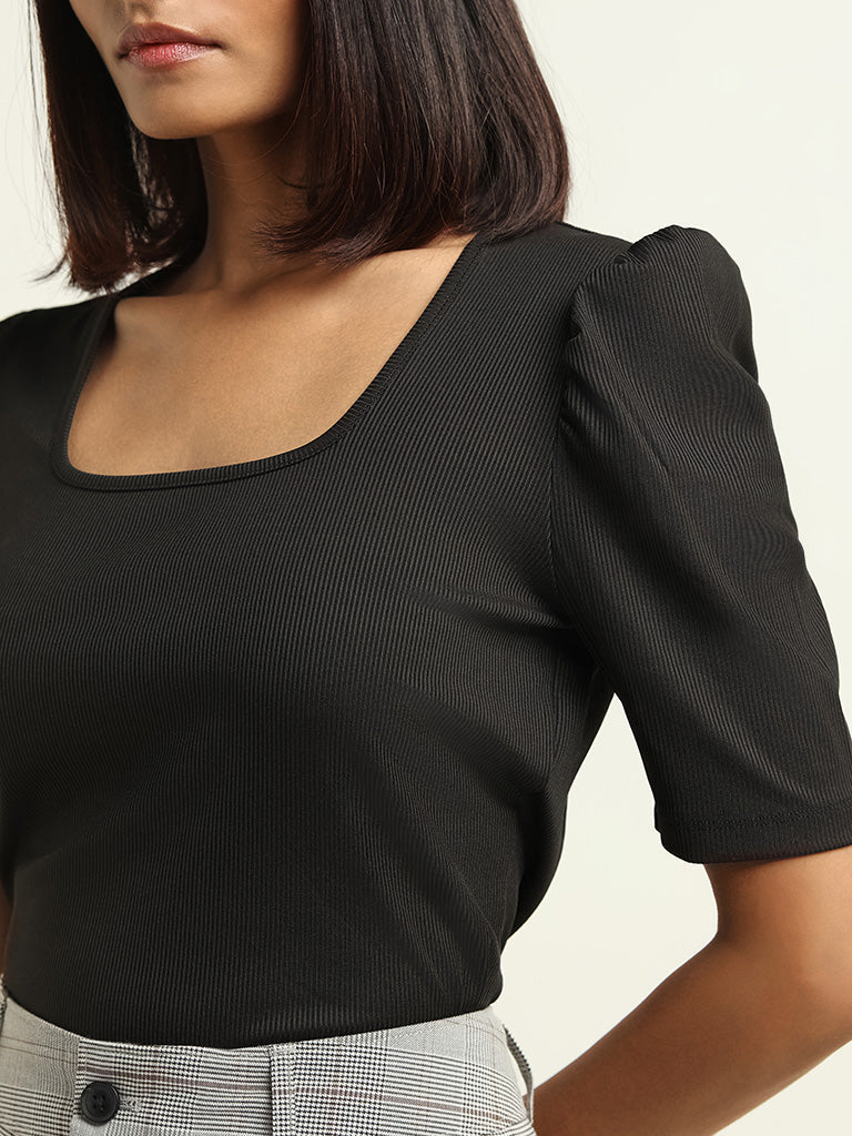 Wardrobe Black Ribbed Top