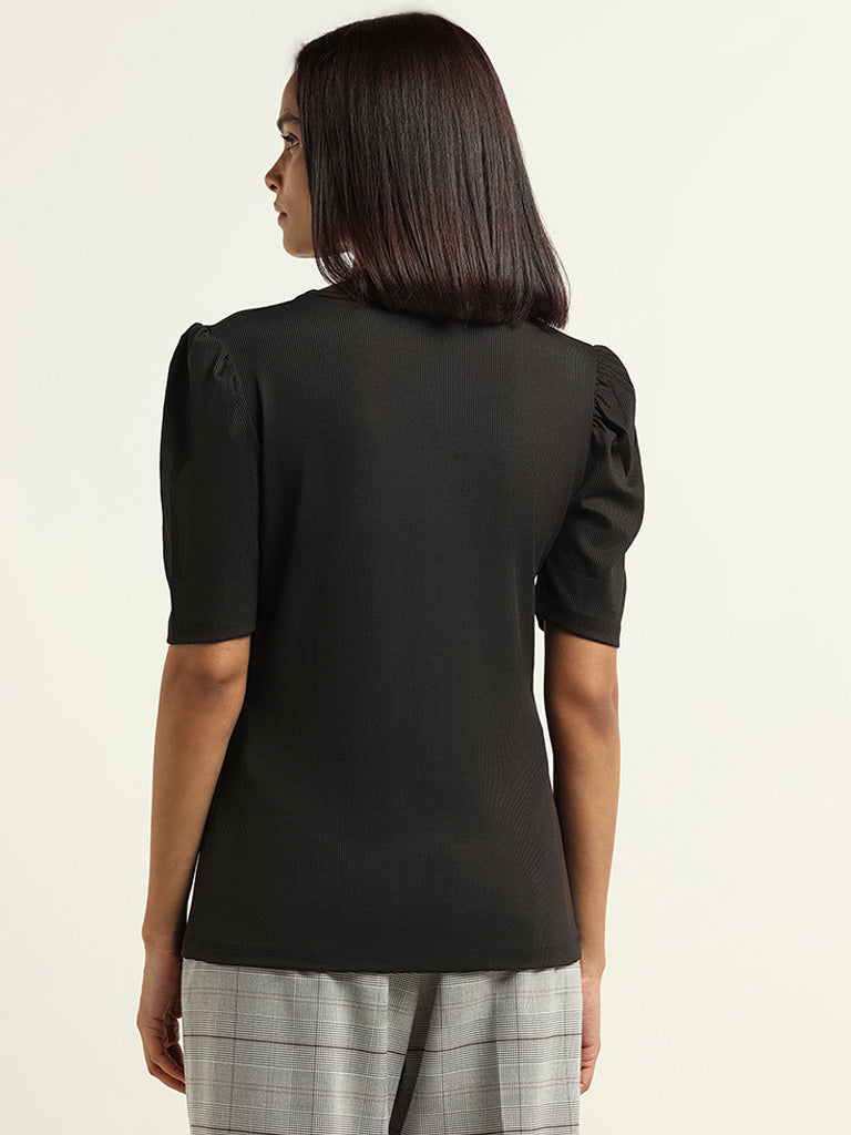 Wardrobe Black Ribbed Top