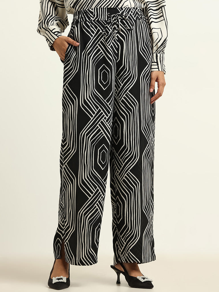 Wardrobe Black Printed Trousers