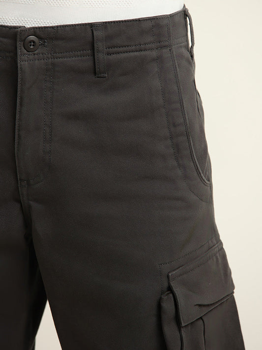 WES Casuals Black Relaxed Fit Cargo Shorts