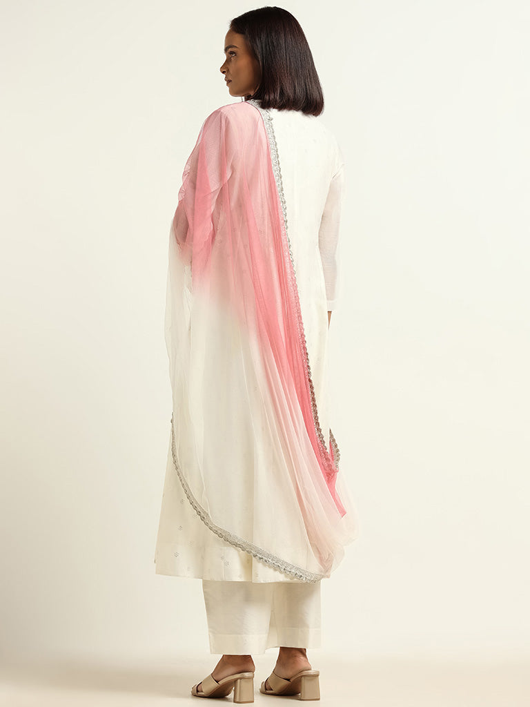 Vark White Kurta, Palazzos and Dupatta Set