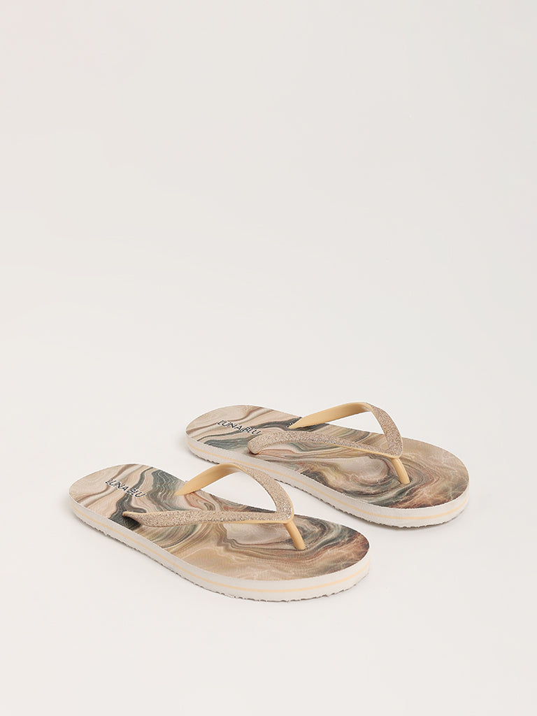 LUNA BLU Tan Marble Design Flip-Flop