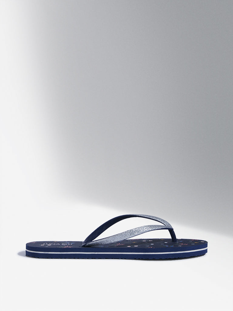 LUNA BLU Navy Floral Flip-Flops