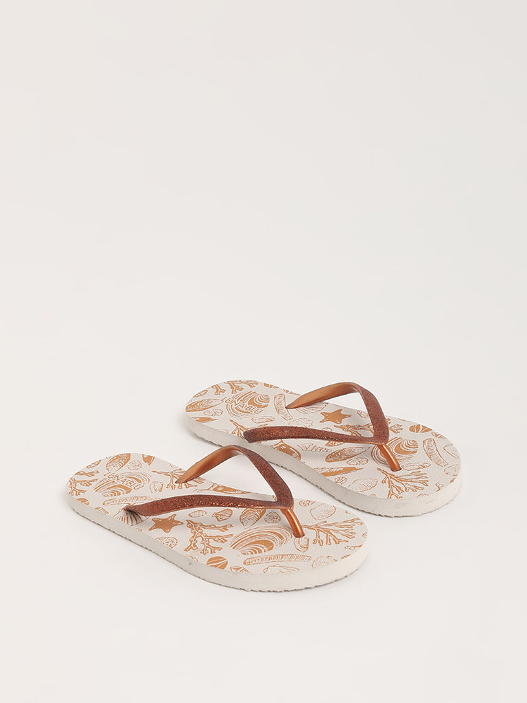 LUNA BLU Tan Printed Flip-Flop