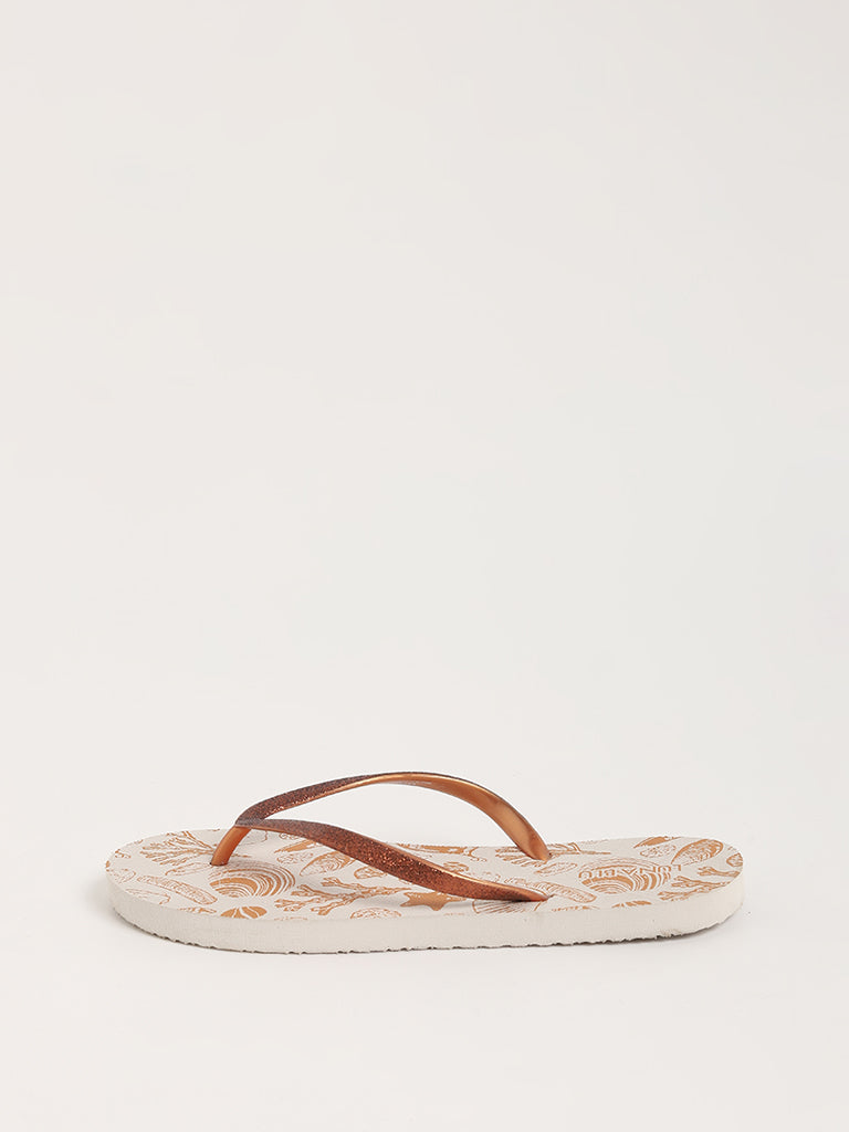 LUNA BLU Tan Printed Flip-Flop