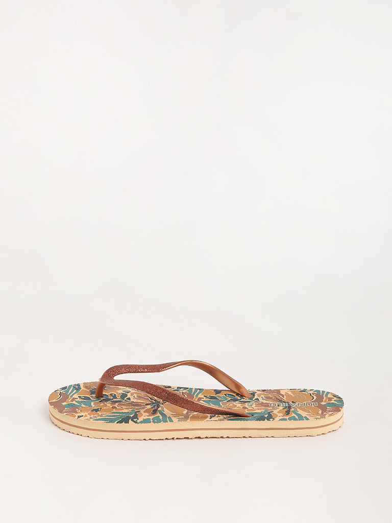 LUNA BLU Brown Floral Flip-Flop