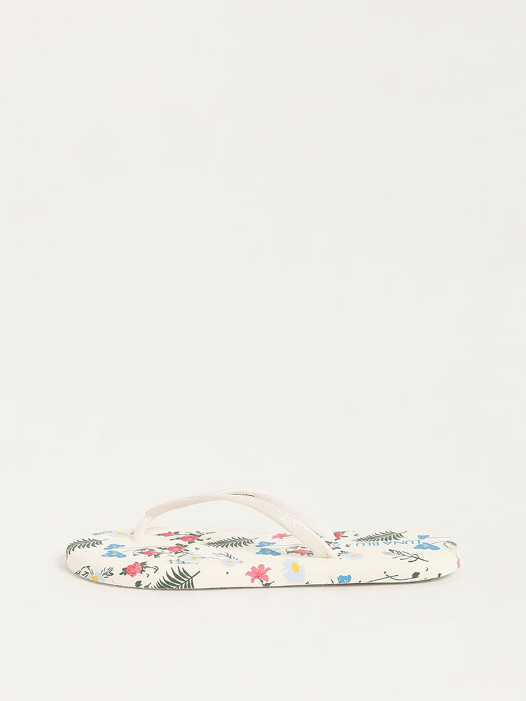 LUNA BLU White Shiny Strap Flip-Flop