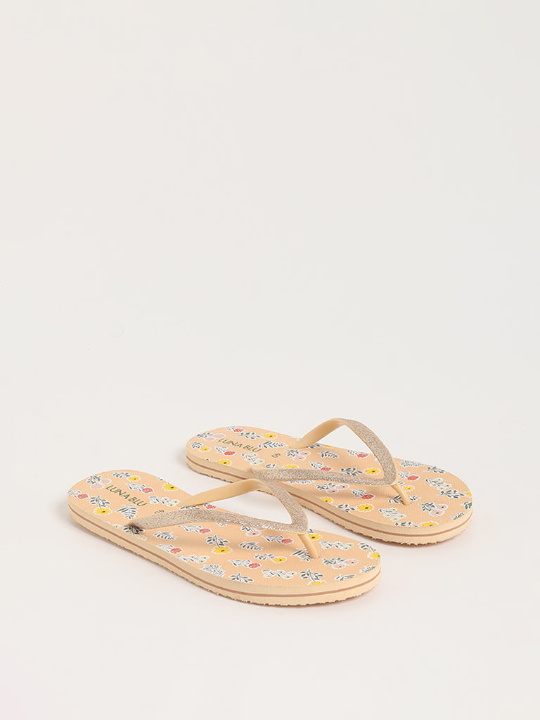 LUNA BLU Peach Floral Flip-Flop