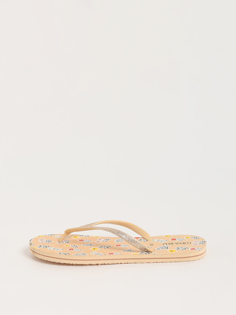 LUNA BLU Peach Floral Flip-Flop