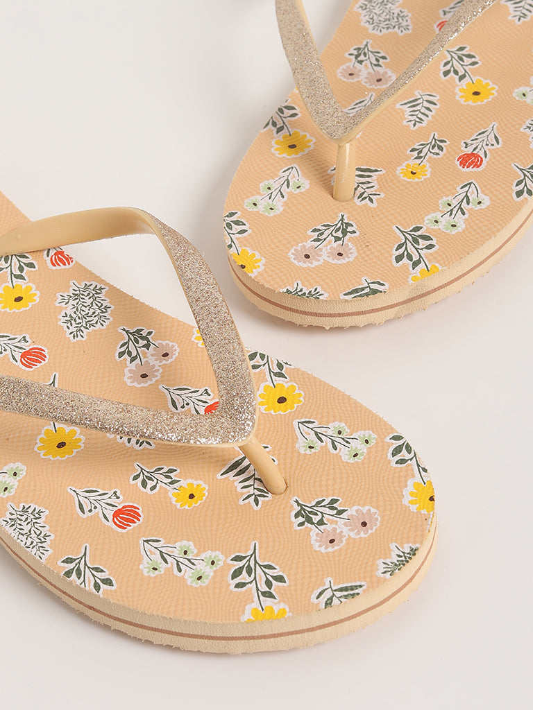 LUNA BLU Peach Floral Flip-Flop